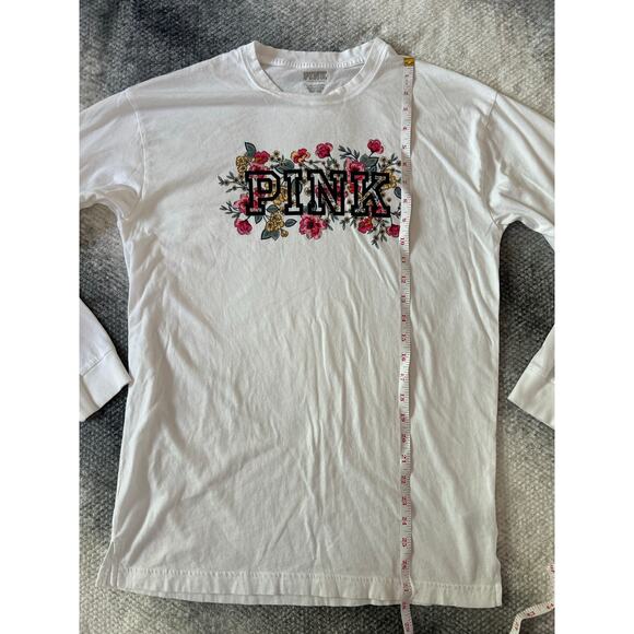 Victoria's Secret Long Sleeve Crewneck Campus Floral Oversized Shirt Size XS - Picture 9 of 10